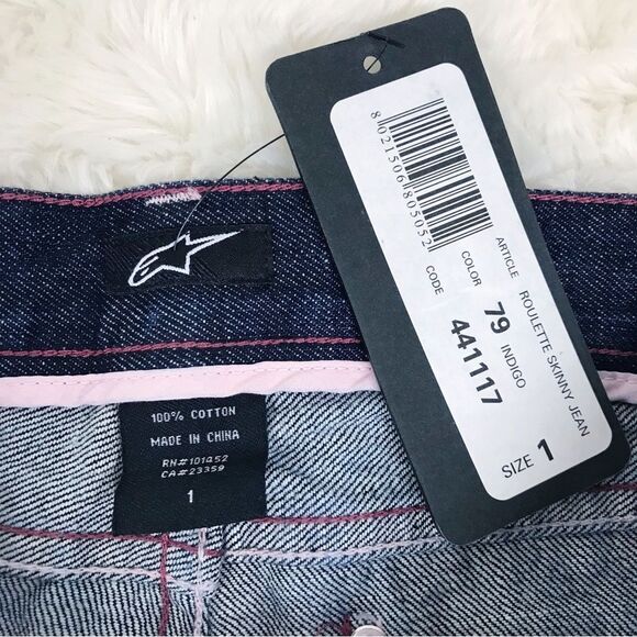 ALPINESTARS Roulette Skinny Straight Motorcycle Jeans Low Rise Moto Size 1 New - Picture 5 of 10